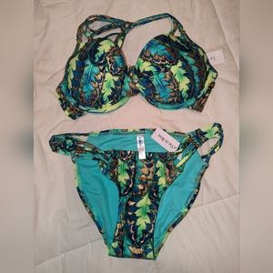La Vie en Rose peacock feather bikini